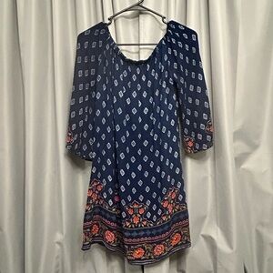 Lapogee knee Length navy Boho dress. Med 52